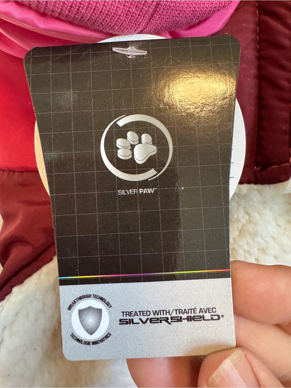 Silverpaw dog coat, Colorblock Pink & Maroon - Fleece lined, medium size
 - - Picture 9 of 9